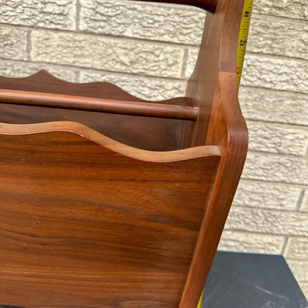 Amana walnut magazine rack 18 x 19H. Vintage